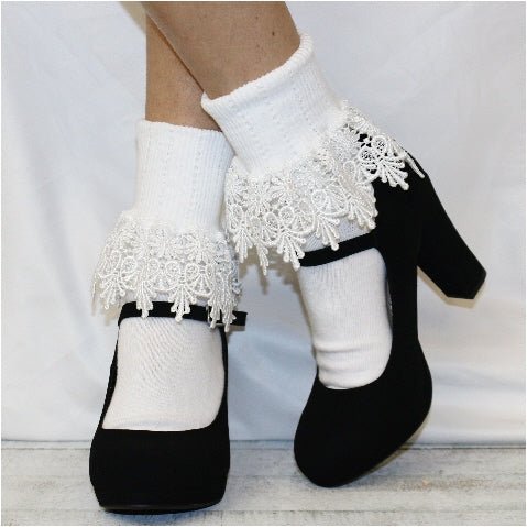 Signature lace socks, cute lace socks women, best quality cotton socks,  - Catherine Cole Atelier - quality made in usa hosiery women