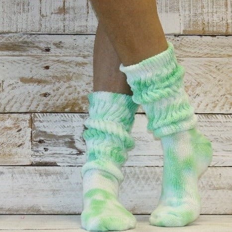 hand tie-dyed green ultimate slouch socks 