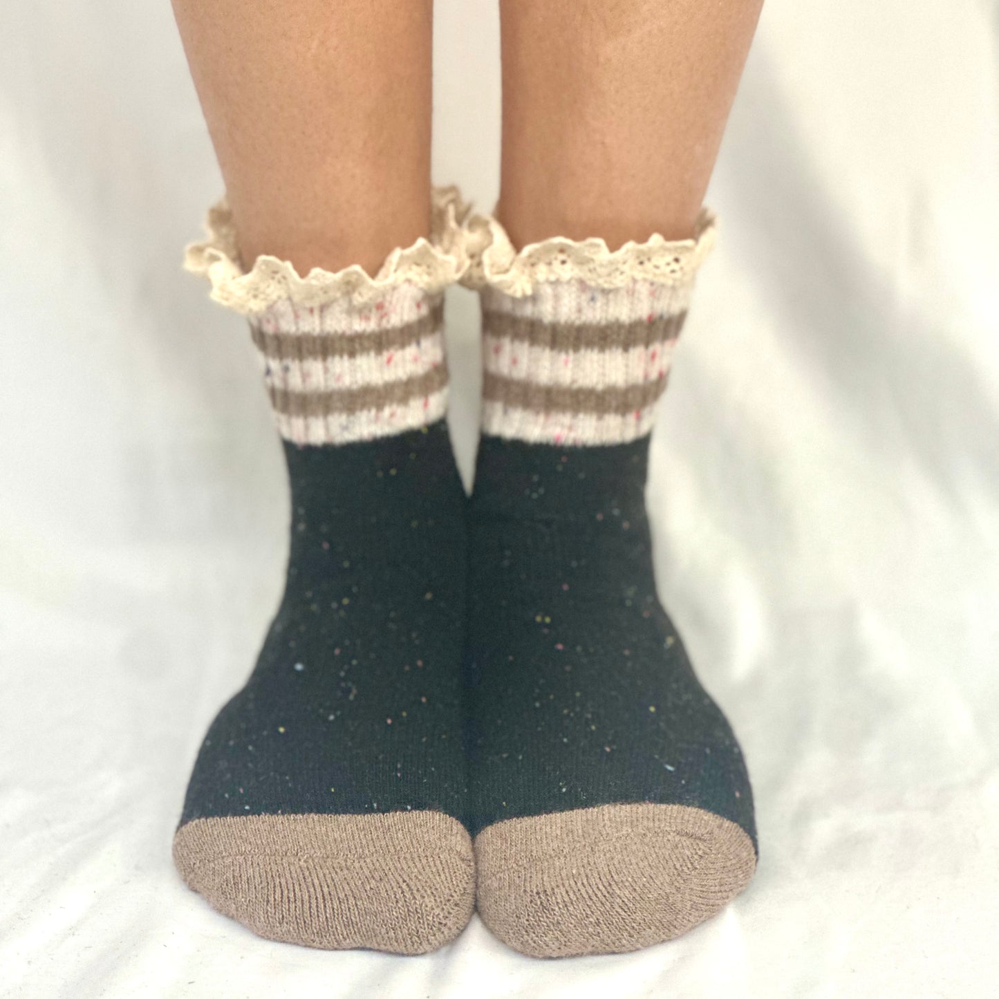 WINTER striped walking socks - black