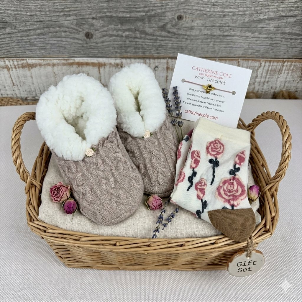 3 piece Slipper Socks & Floral Ankle Socks Gift Set - Cute Coquette Care Package