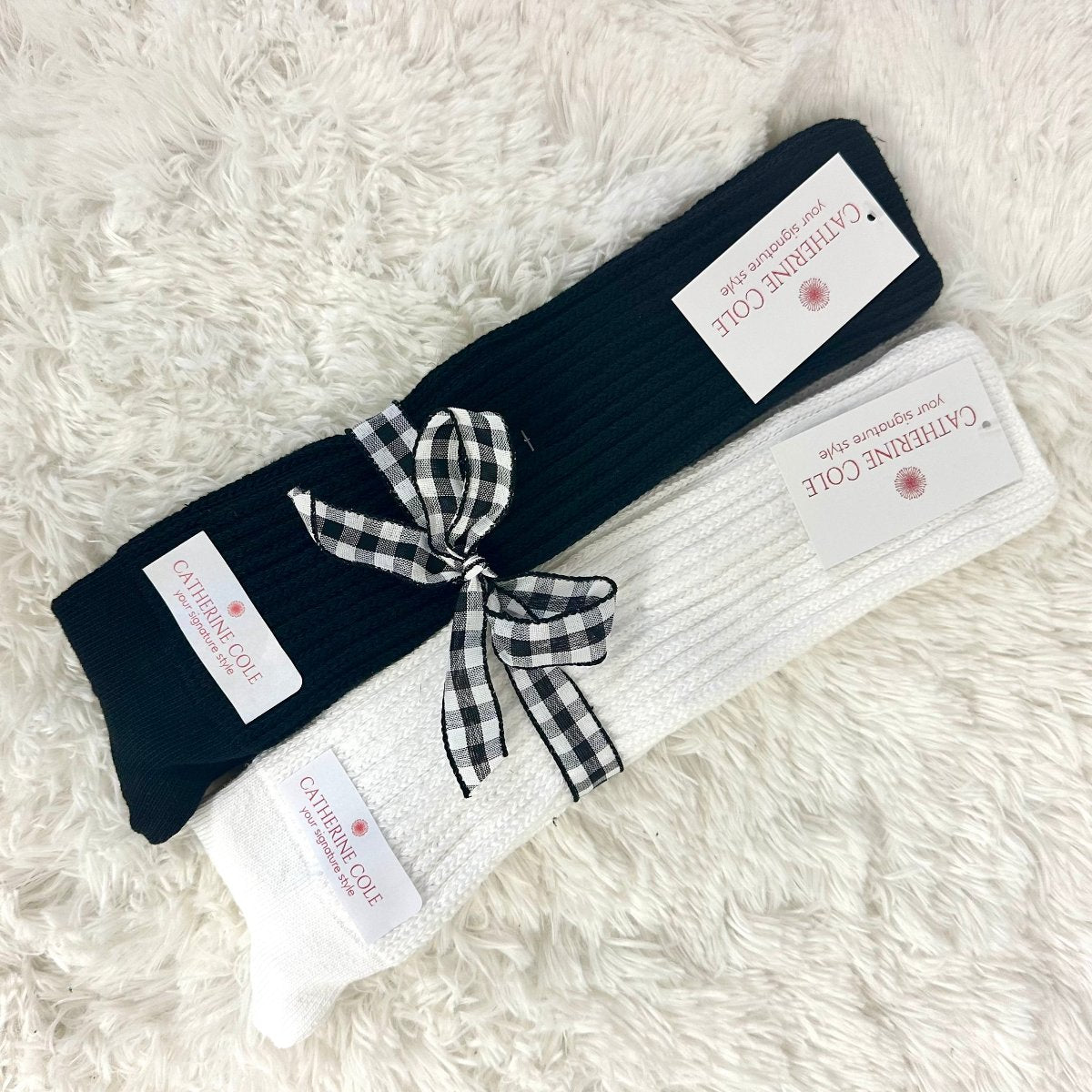 2 pairs bundle ULTIMATE slouch socks -black, white, Catherine Cole signature socks made in usa
