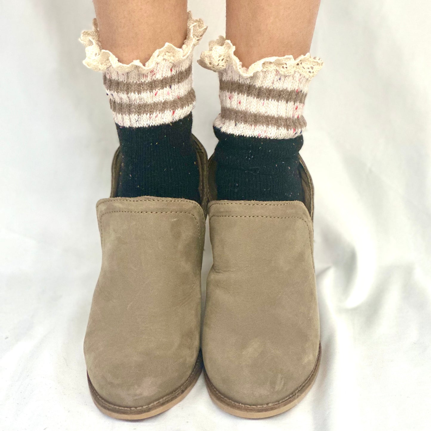 WINTER striped walking socks - black