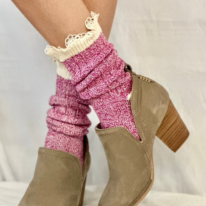 Eco friendly 100% organic pink socks women's,, best quality cotton socks Made in USA.