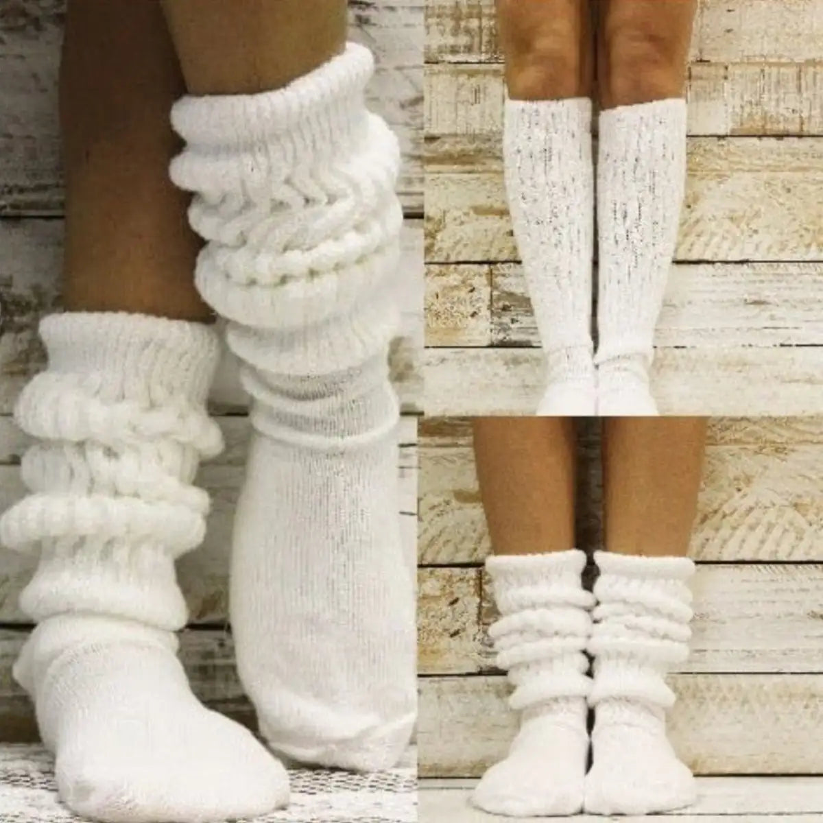 3 Pair Multipack Pack White Thick Cotton Slouch Socks | USA
