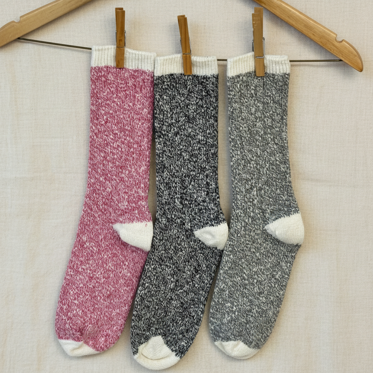 3 Pairs Recycled Cotton Marled Crew Socks Multi-Pack Cozy Gorpcore Bundle