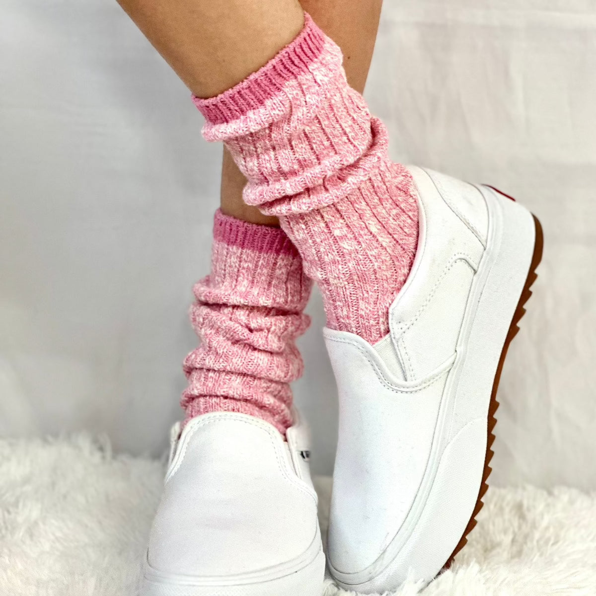 MARLED cotton short boot socks pink