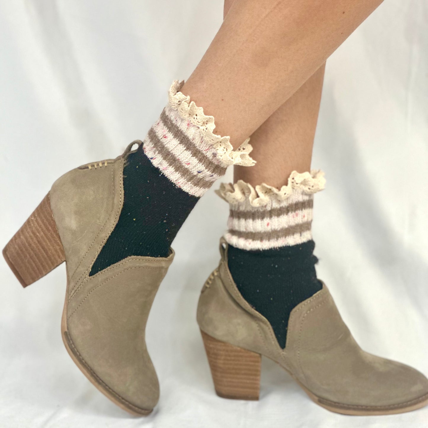 WINTER striped walking socks - black