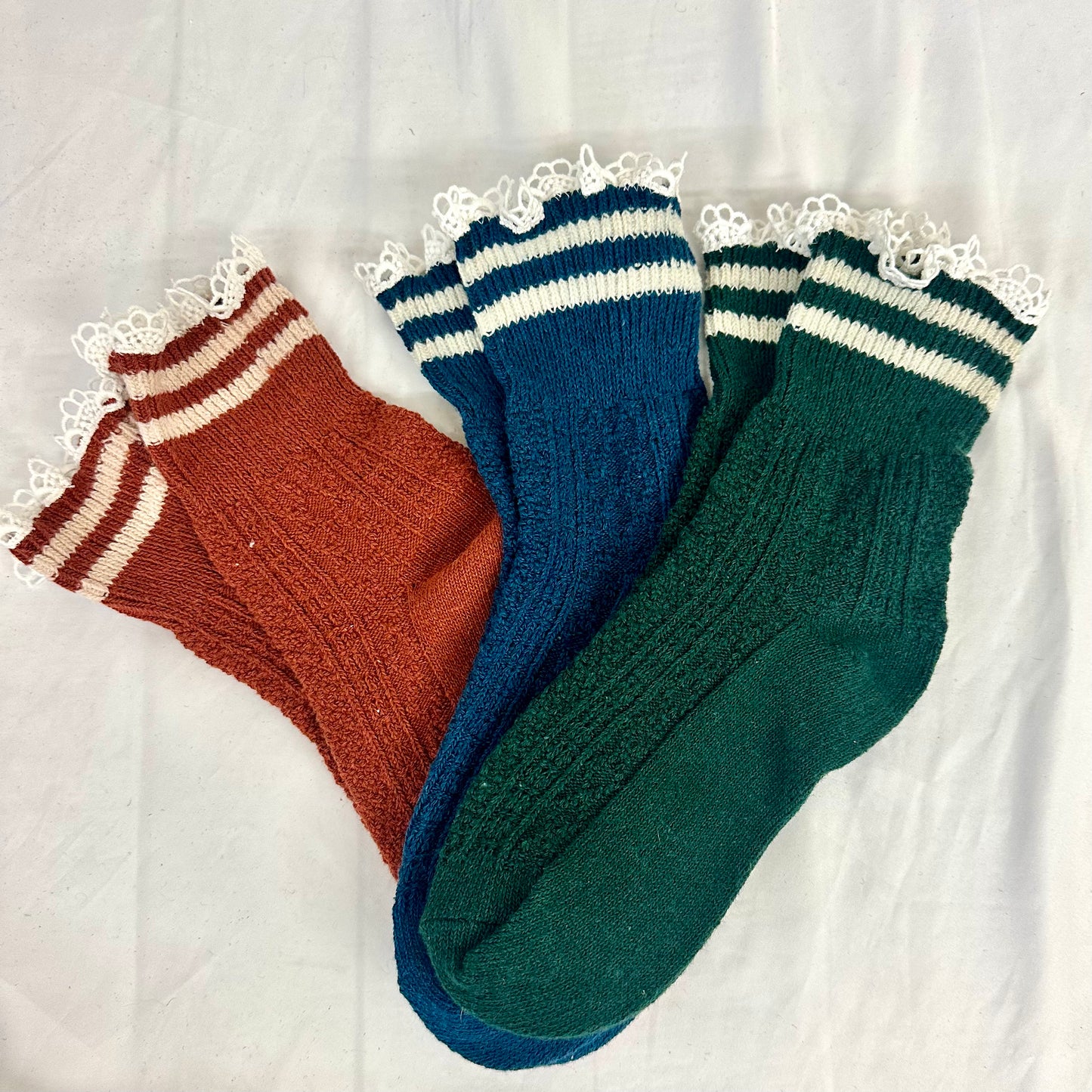 VARSITY striped crew socks - hunter green