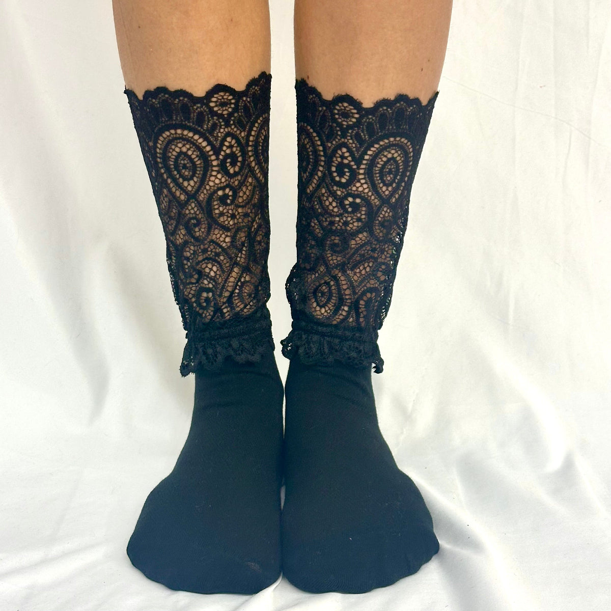 ALLOVER lace sock for heels - black