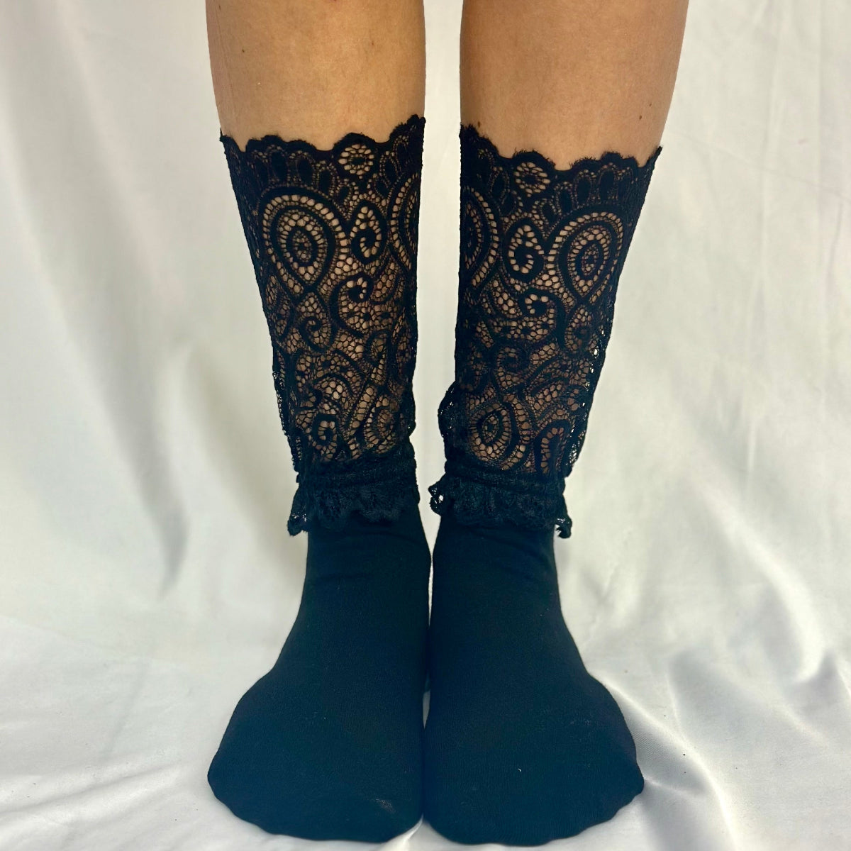 ALLOVER lace sock for heels - black