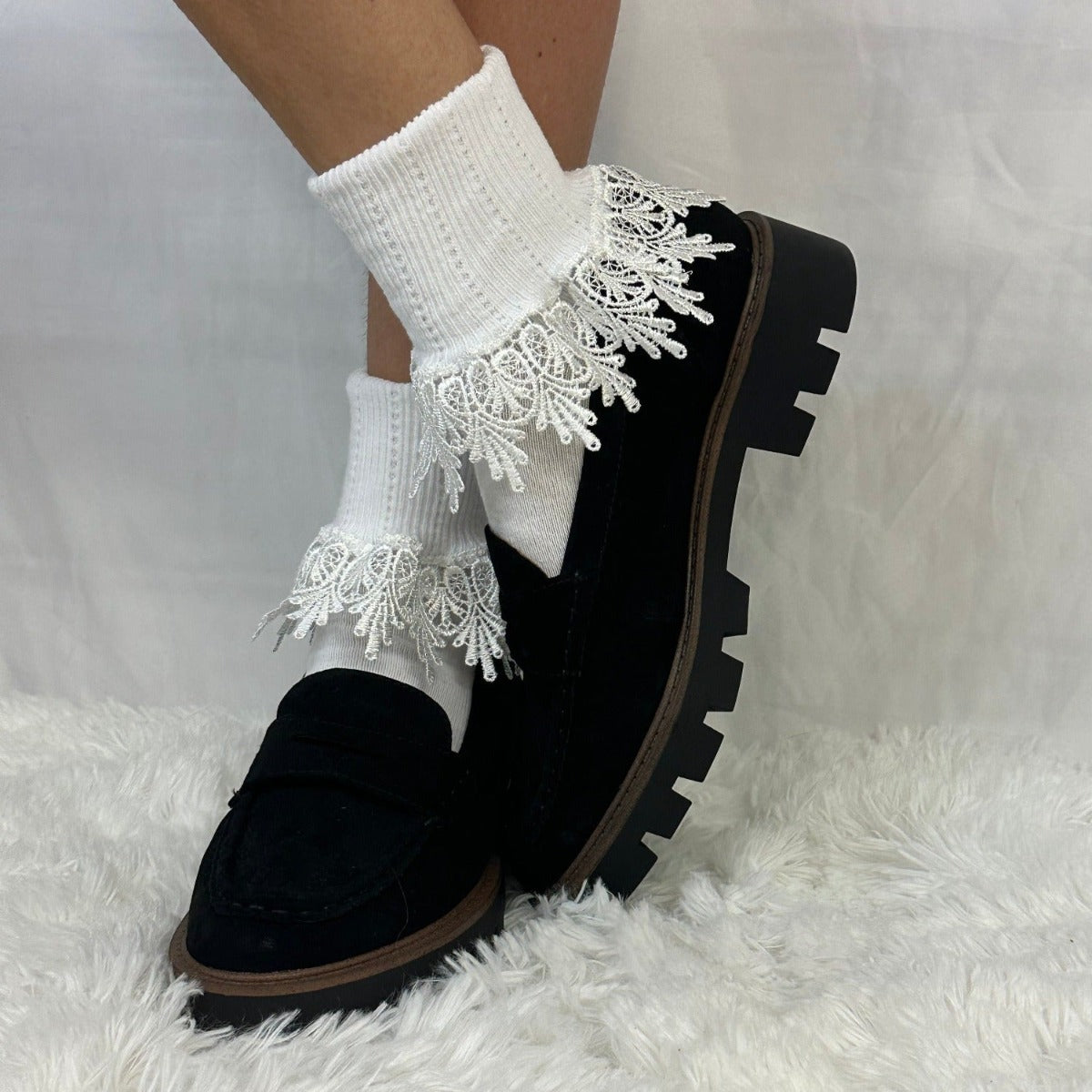 chantilly lace cuff socks , signature lace socks women, Catherine Cole Atelier