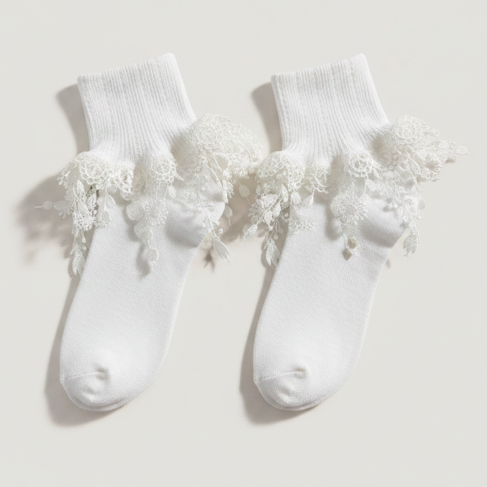 Double Lace Cuff Socks — One of a Kind