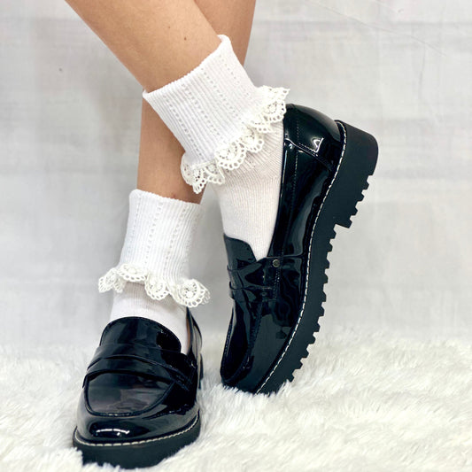 DELICATE  cuff ankle socks women - white, made in USA ankle socks women, Catherine Cole signature socks