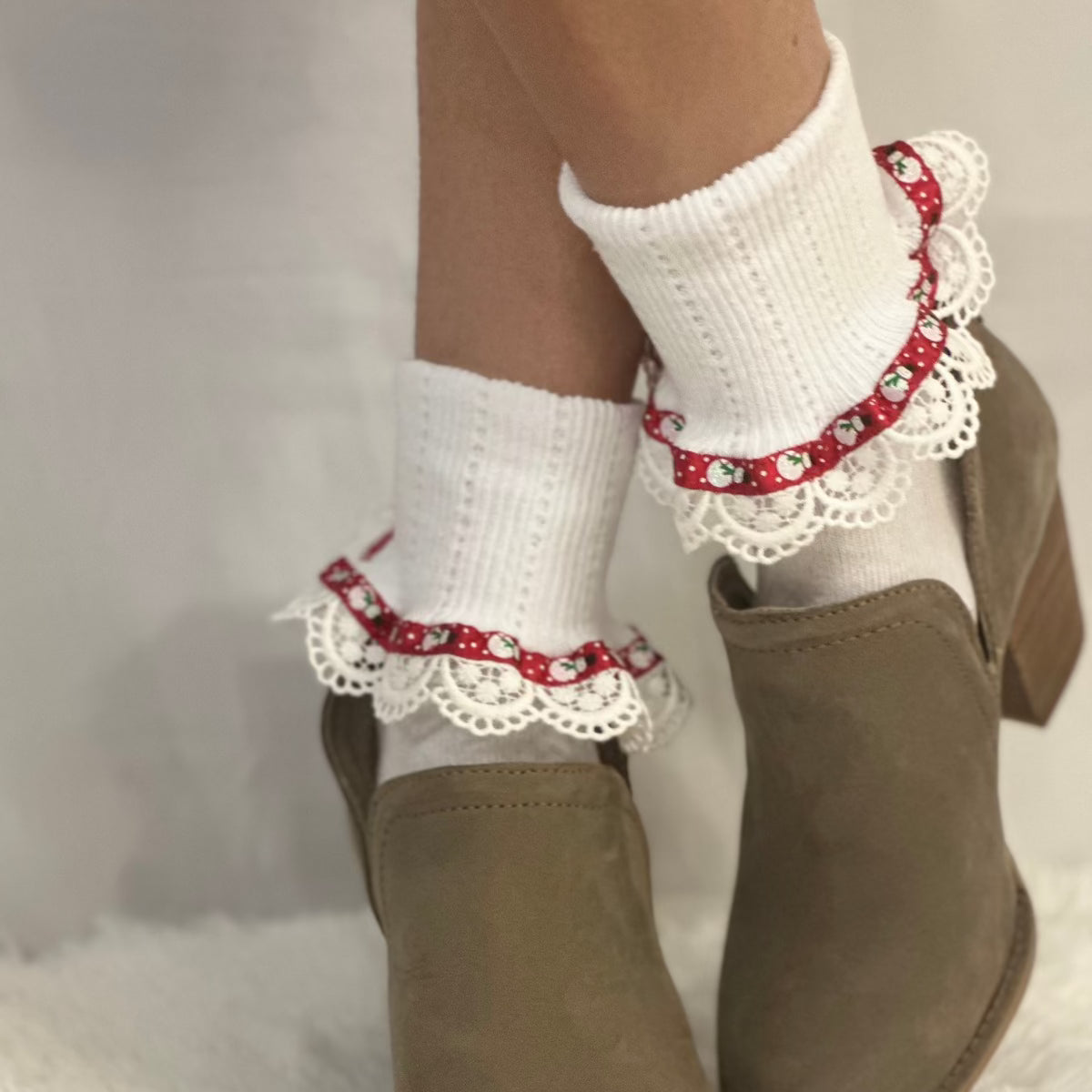 snowman CHristmas gift socks women, cool lace socks ladies, Catherine Cole signature socks