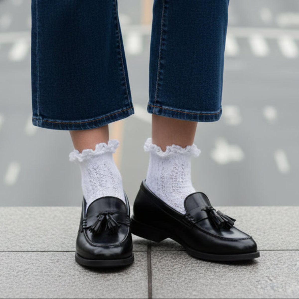 LACE White Crochet LACE Ankle Socks for Heels & Boots