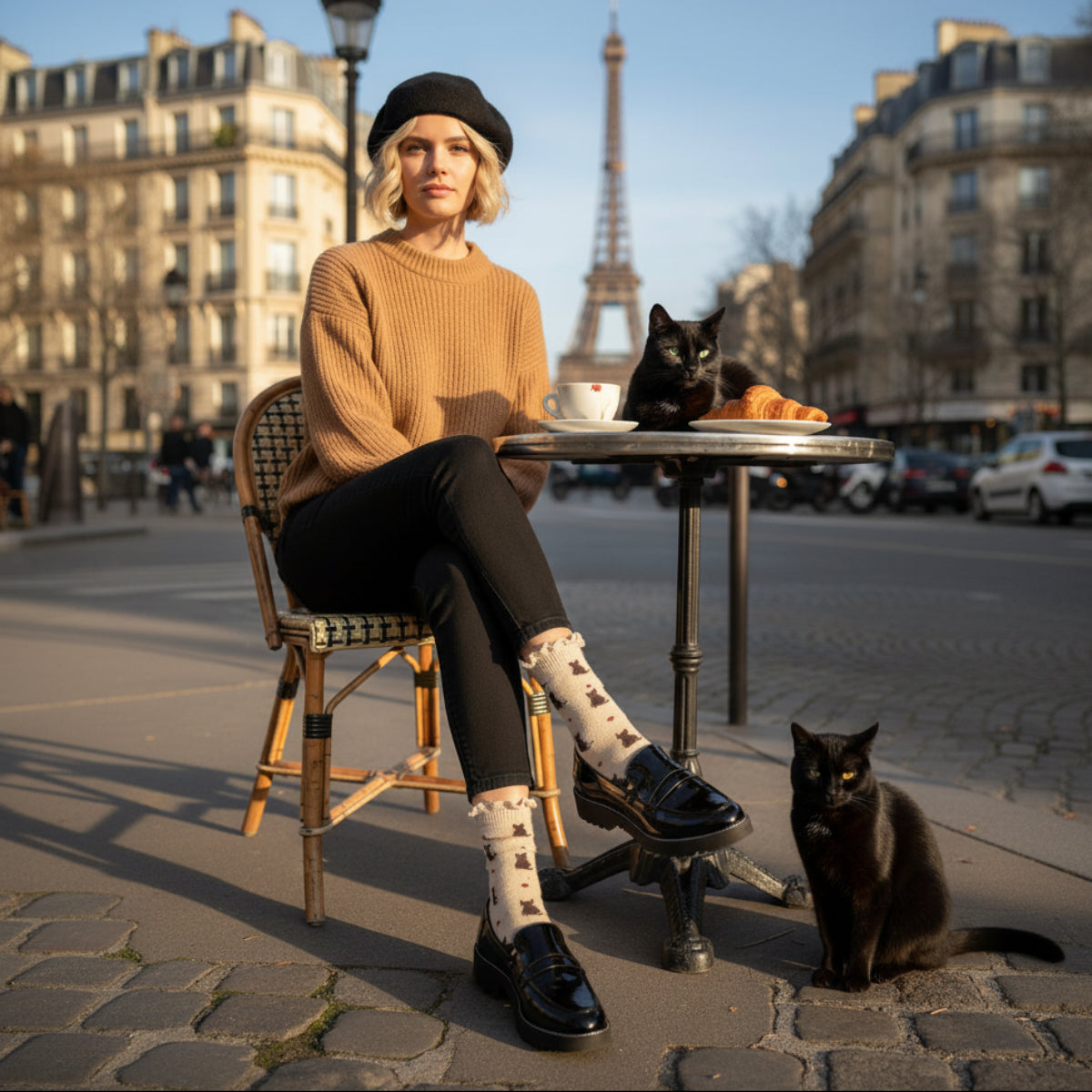 PURR LOVE Cat & Hearts Crew Socks