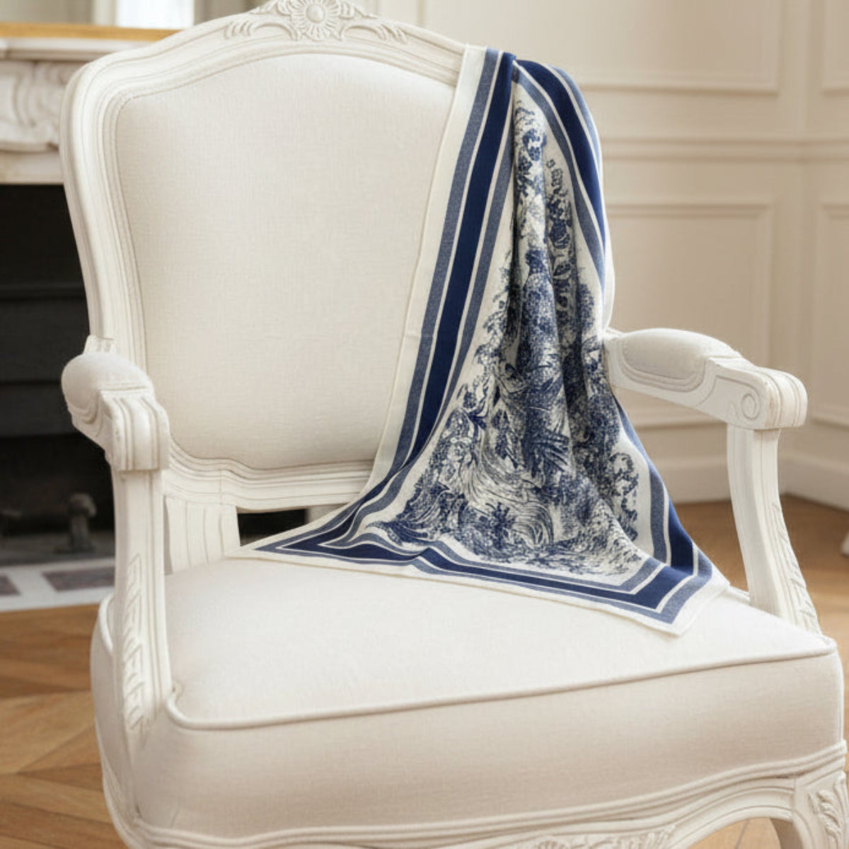 The Vienna | Toile Silk-Look Square Scarf 25"