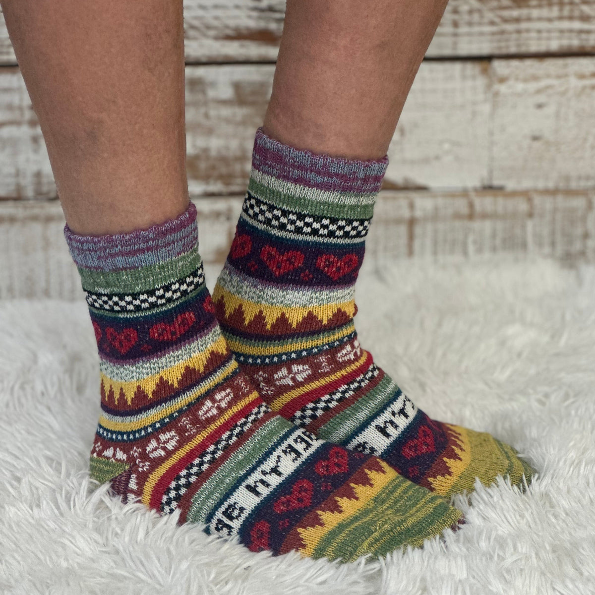 3 pairs HEARTS mix of patterned socks assorted in sheer GIFT BAG + wish bracelet | knit crew ladies adult, ankle socks, women's hosiery | Catherine Cole