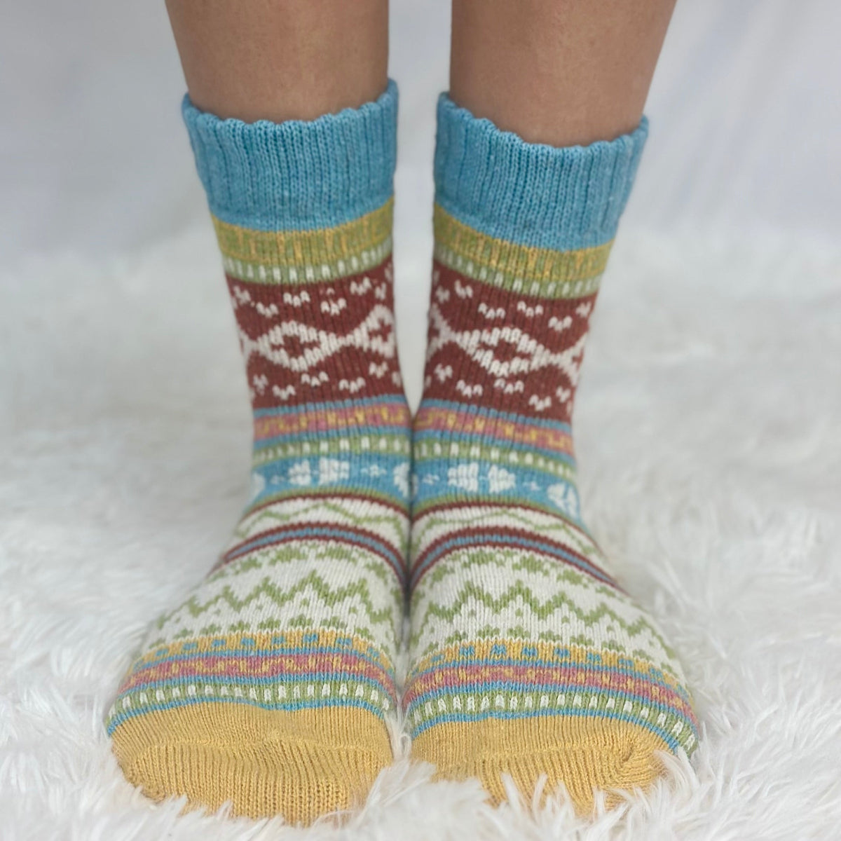 WINTRY mix of patterned socks, Catherine Cole signature socks