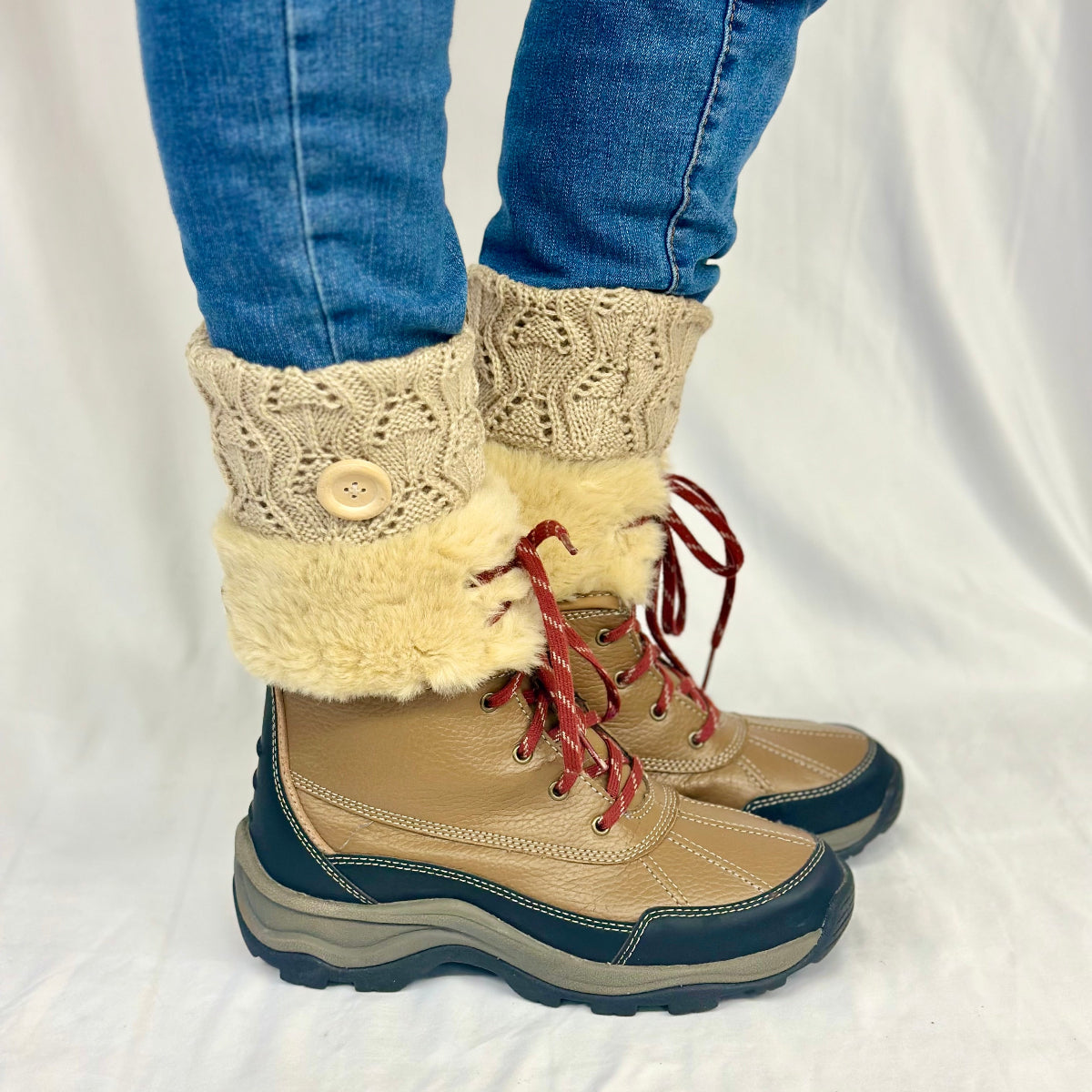 WOODLAND button boot cuffs - taupe