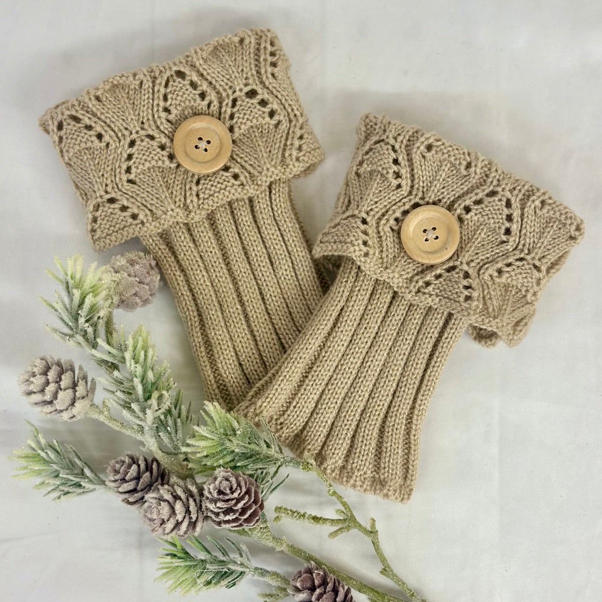 WOODLAND button boot cuffs - taupe