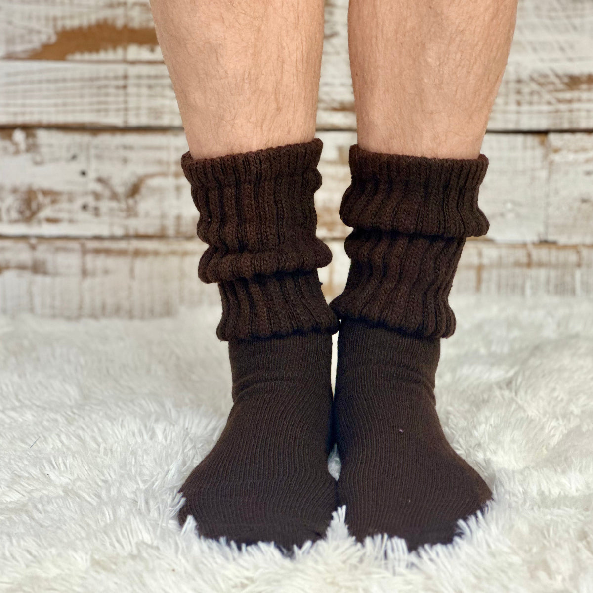 brown cotton ultimate slouch sock men