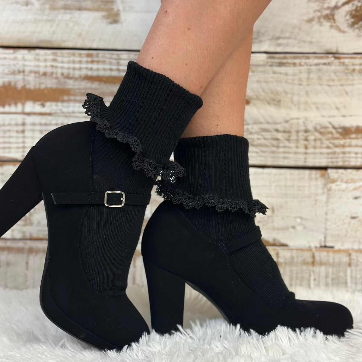 PROMOTIONAL SALE lace cuff ankle socks - black, ladies lace trim socks, lace ankle socks women’s near me Amazon lace socks