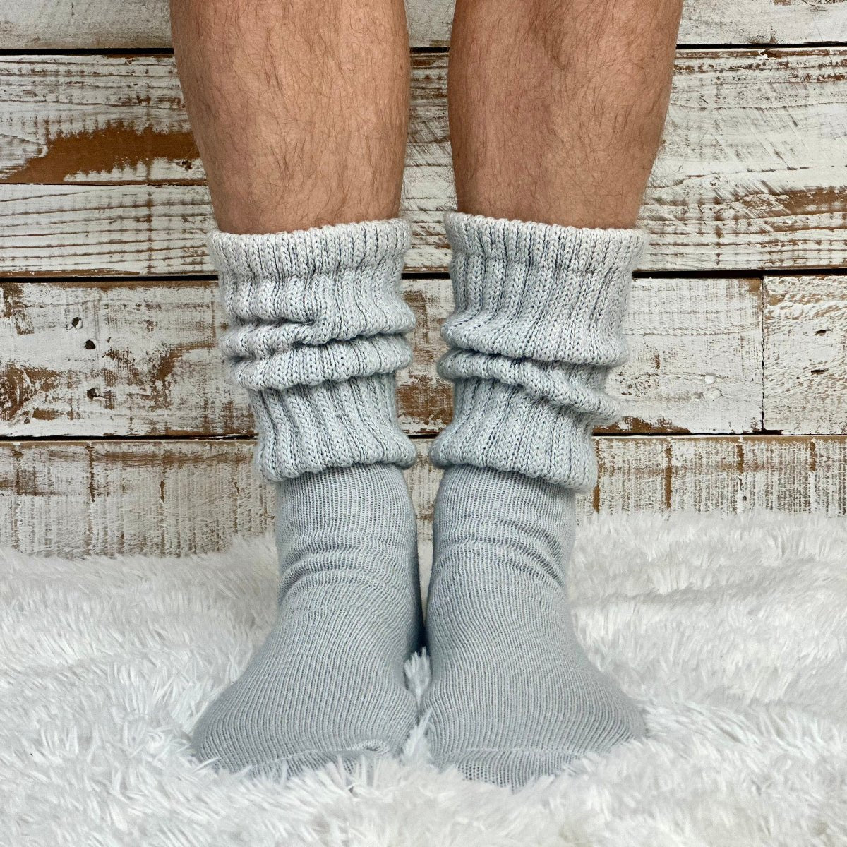 silver grey cotton ultimate slouch sock mens
