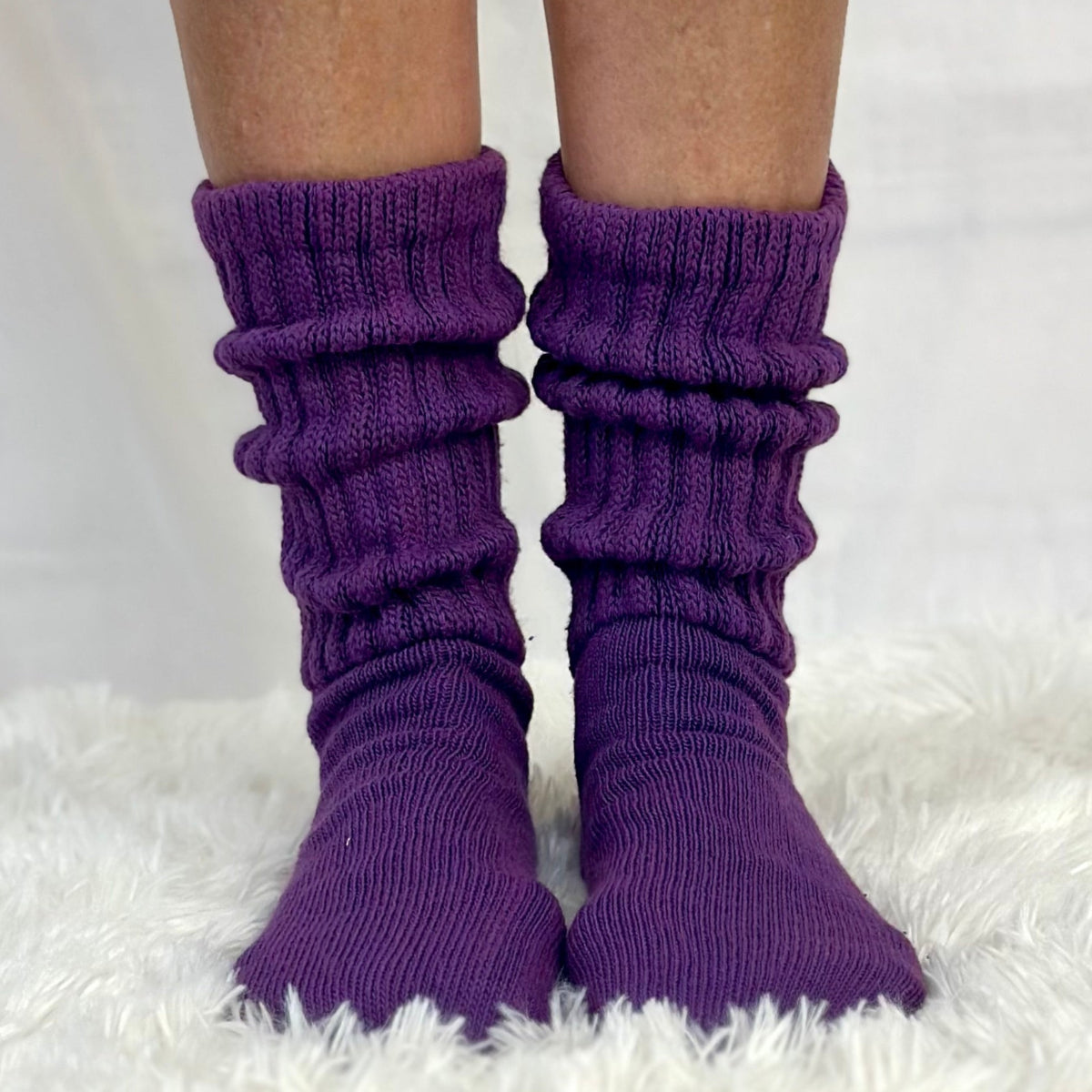 ULTIMATE XL foot shorter cotton slouch sock - ( Blue ) USA knitted 10-14 size adult men, women unisex - America Made quality hosiery, Catherine Cole signature socks made in usa