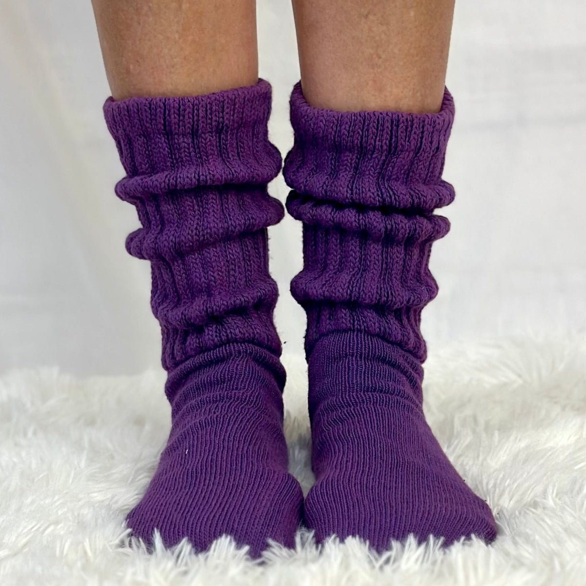 ULTIMATE XL foot shorter cotton slouch sock - ( Blue ) USA knitted 10-14 size adult men, women unisex - America Made quality hosiery, Catherine Cole signature socks made in usa