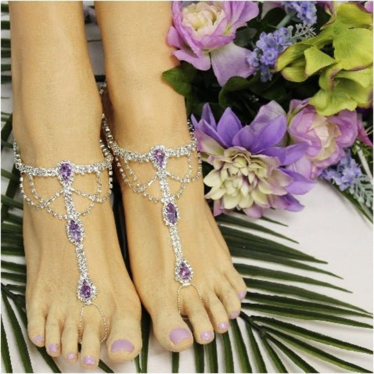 Bride lavender lilac women's barefoot sandals wedding, best quality foot jewelry sandals, foot jewelry, BRIDE wedding barefoot sandals - lavender by Catherine Cole signature style