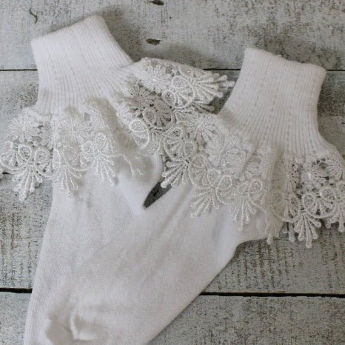 white cotton quality lace sock women signature style hosiery, ladies lace trimmed socks Catherine Cole signature style