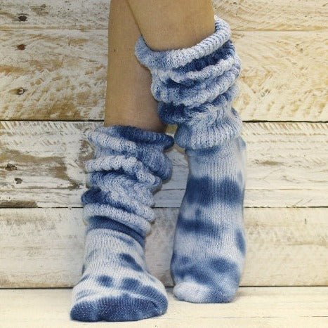 Hooters cotton slouch socks women - Tie dye indigo light blue