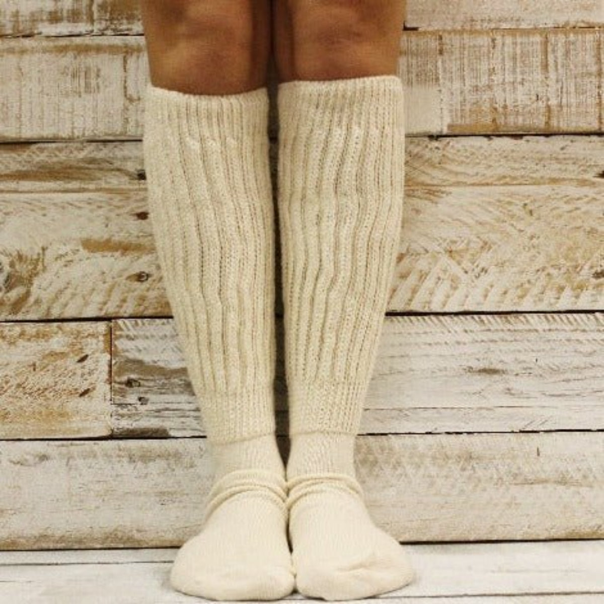 ultimate best quality cotton thick HOOTERS socks women beige ivory - Catherine Cole signature socks made in usa