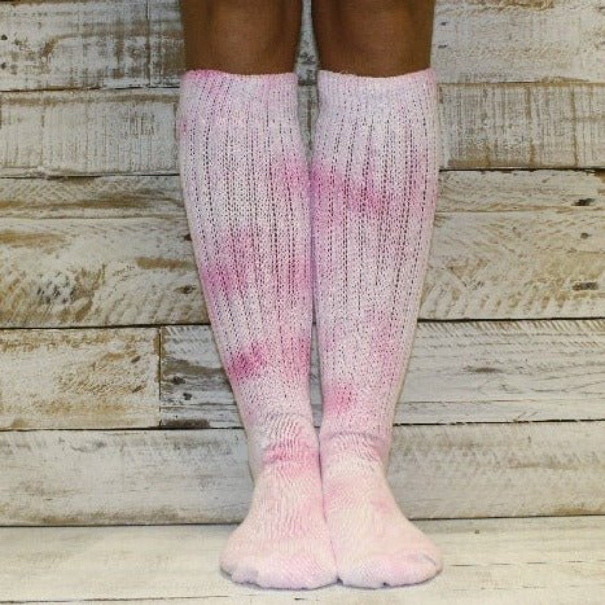 Cloud Scrunch Socks, Hooter's slouch socks pink tie dye hooters cotton thick slouchy - Catherine Cole signature socks made in usa