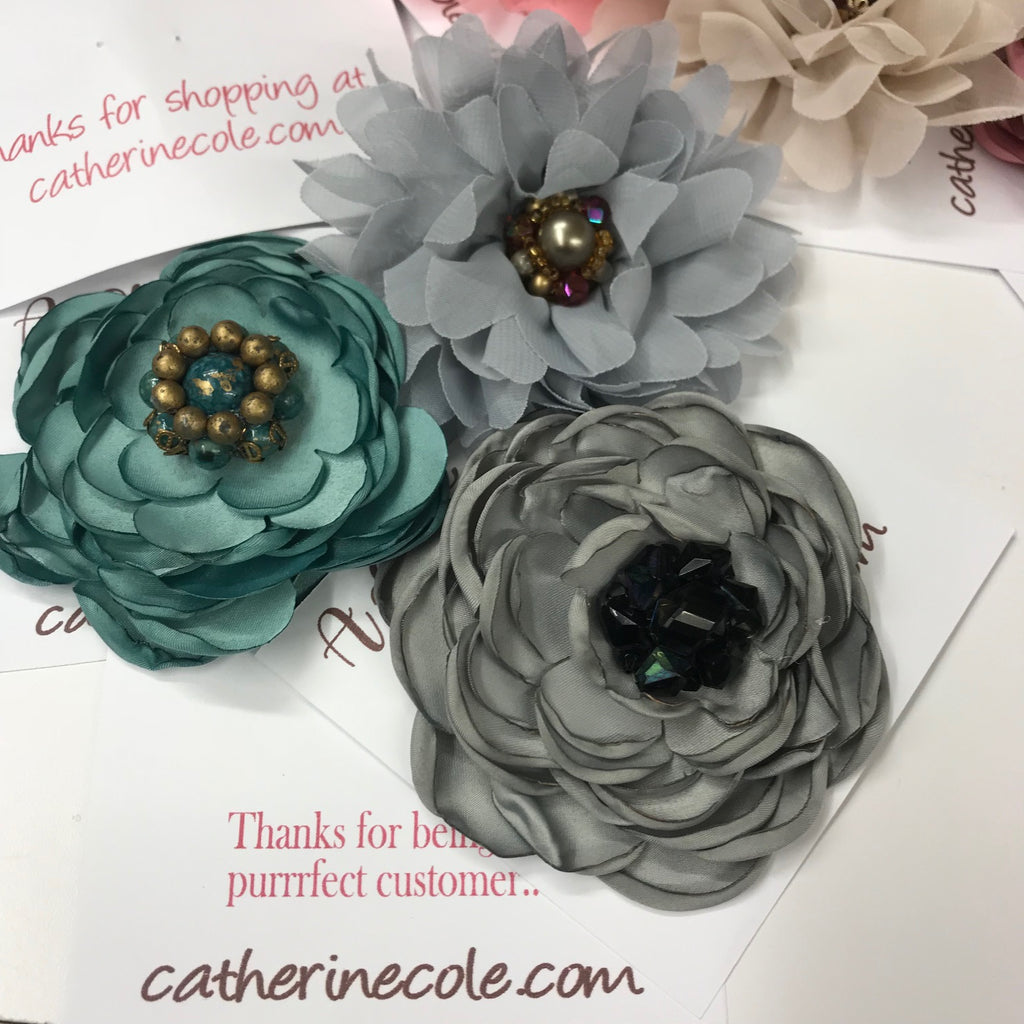 Fun silk flower corsage pins from vintage jewelry – Catherine Cole