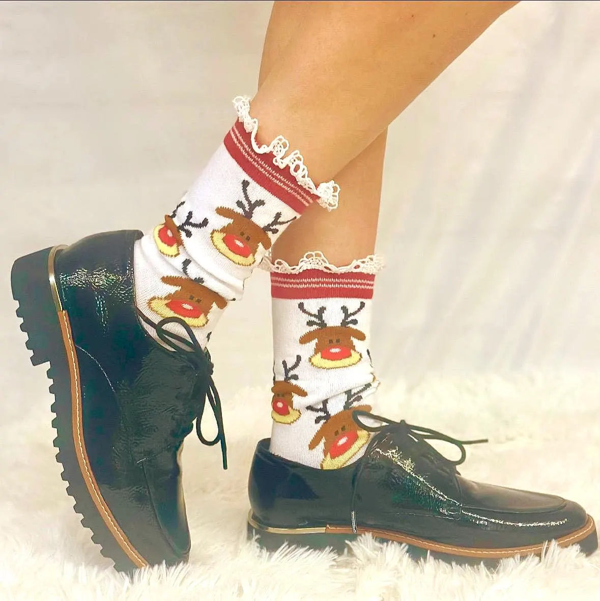 rudolph reindeer Christmas novelty sock for women