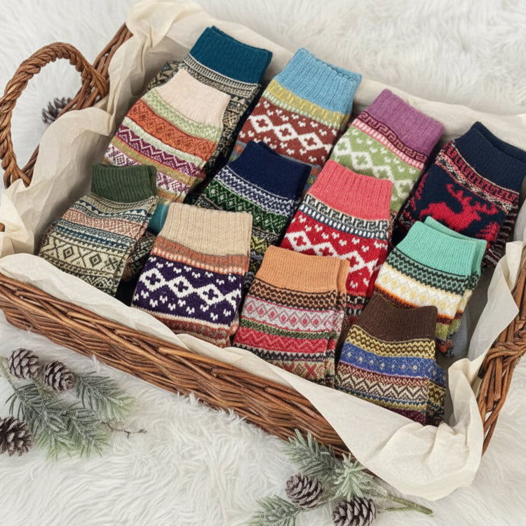 curated sock gift set of patterned boot socks and wish bracelet