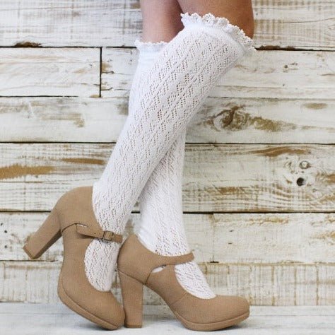 Lolita tall crochet knee socks 
