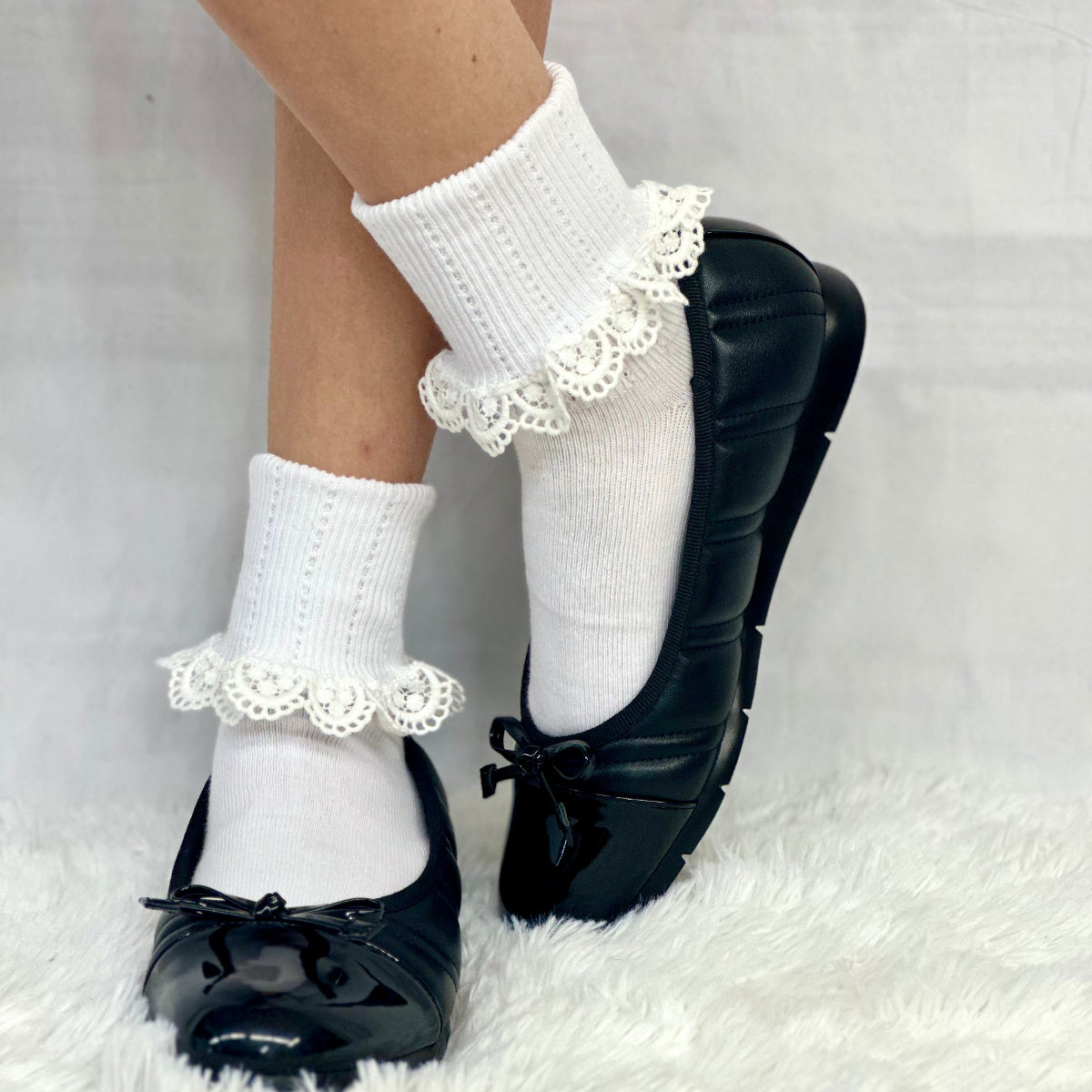DELICATE  cuff ankle socks women - white, made in USA ankle socks women, Catherine Cole signature socks
