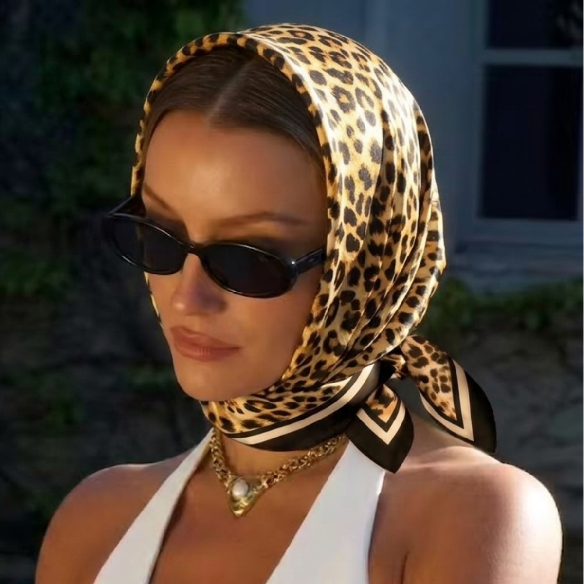 25" The Serengeti Leopard Print Silk-Look Square Scarf