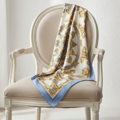 25" The Versailles Baroque Blue Square Scarf