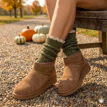 The Confetti Tweed Lace Ankle Sock — Olive