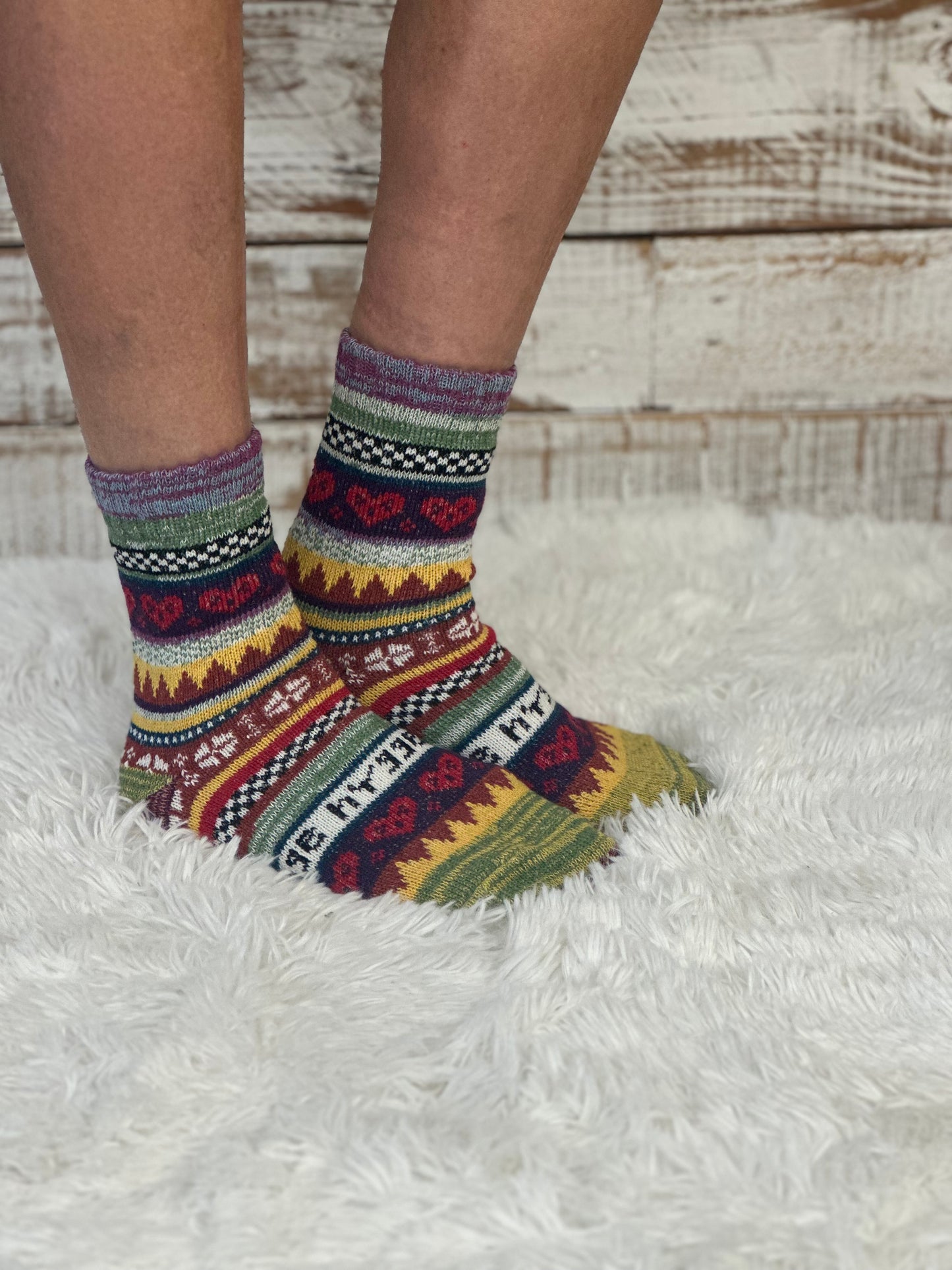 3 pairs HEARTS mix of patterned socks assorted in  sheer GIFT BAG + wish bracelet |  knit crew  ladies adult, ankle socks,  women's hosiery | Catherine Cole