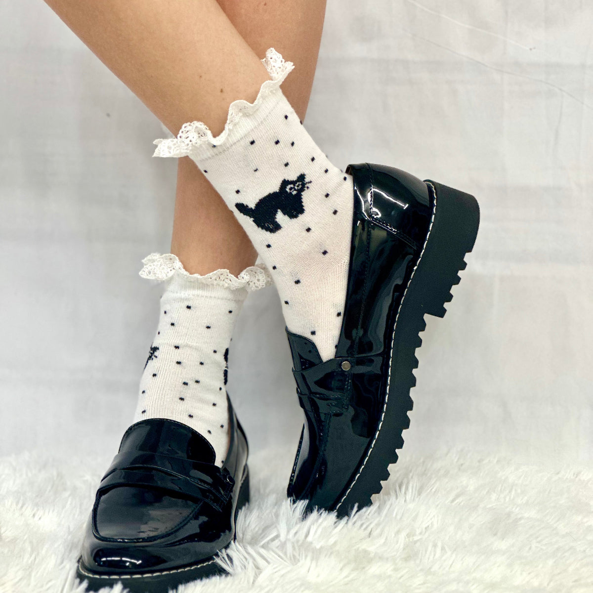 SCAREDY CAT fun novelty print crew sock womens