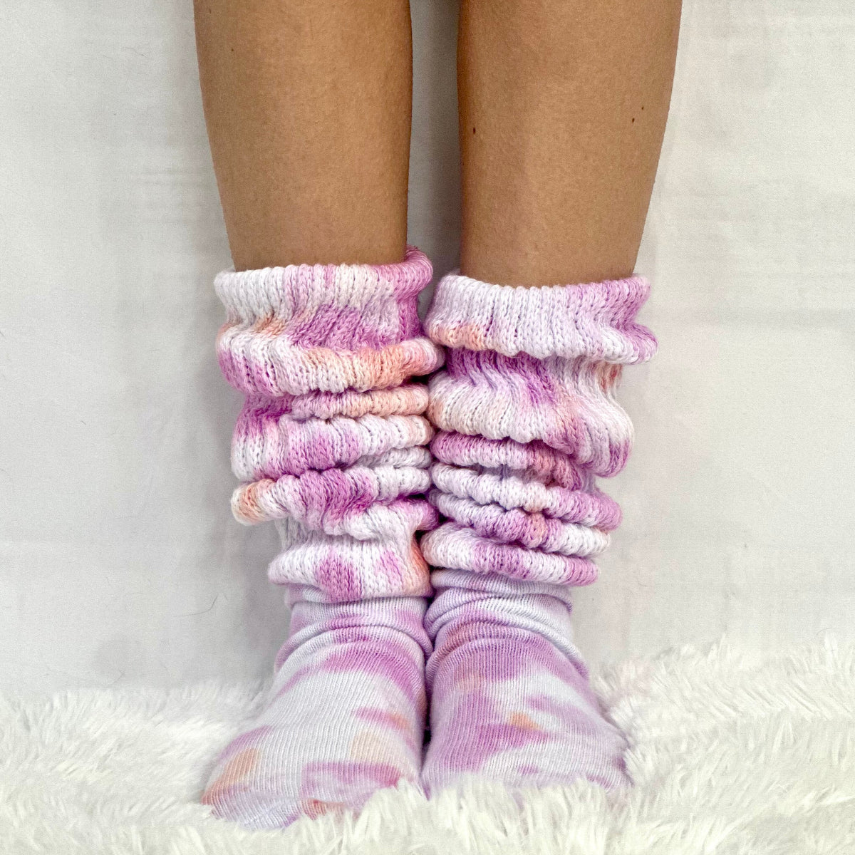 Tie dye pastel , Ultimate  cotton slouch socks for women , made in USA quality hooters cotton socks women