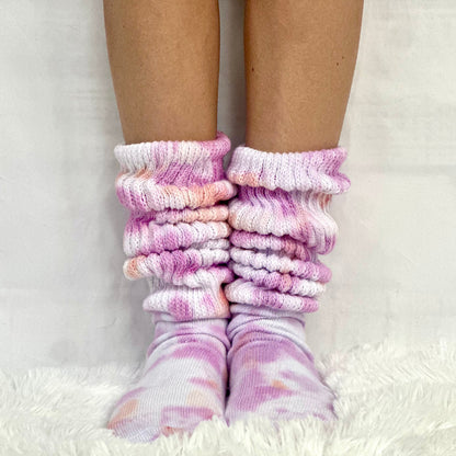 Tie dye pastel , Ultimate  cotton slouch socks for women , made in USA quality hooters cotton socks women