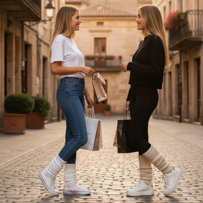 4  pairs of white beige ultimate cotton slouch socks worn by women