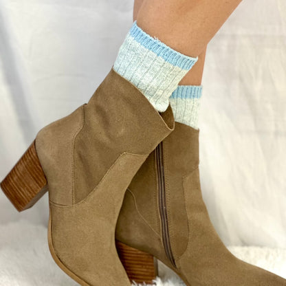 martled yarn cotton short boot socks women, carolina blue made in usa socks 