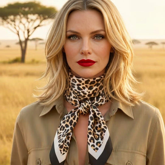 35" The Serengeti Leopard Print Silk-Look Square Scarf